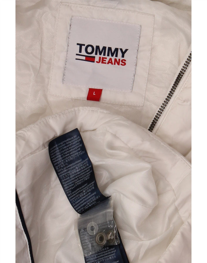 Tommy Hilfiger ženska podstavljena jakna s kapuljačom UK 16 veliki bijeli poliester