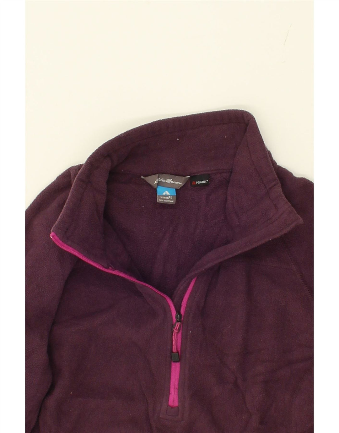 EDDIE BAUER Womens Zip Neck Fleece Jumper UK 14 Large Maroon Polyester Vintage Eddie Bauer and Second-Hand Eddie Bauer from Messina Hembry 