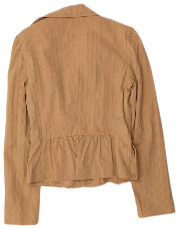 LUISA SPAGNOLI Womens Open Blazer Jacket IT 40 Small Beige Pinstripe