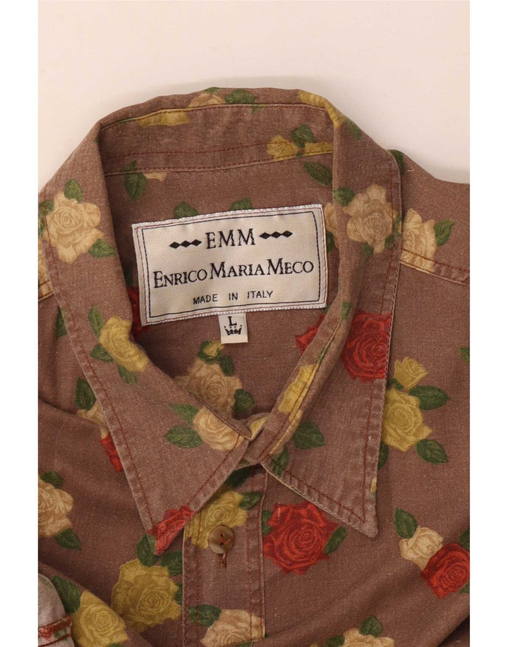 Vintage muška košulja velike smeđe cvjetne boje