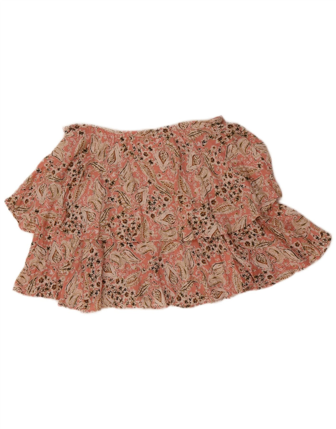 ZARA Womens Mini Ruffle Skirt Medium W28 Pink Paisley