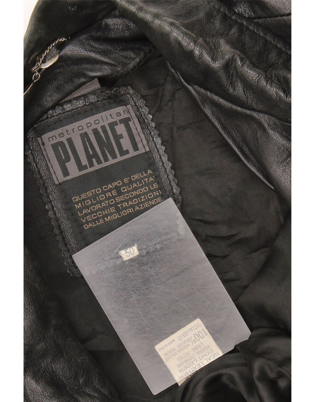 Vintage muška kožna jakna IT 50 XL crna koža