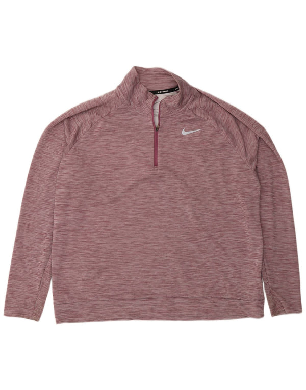Nike muška majica s dugim rukavima i izrezom s patentnim zatvaračem za trčanje XL s crvenim pjegama od poliestera