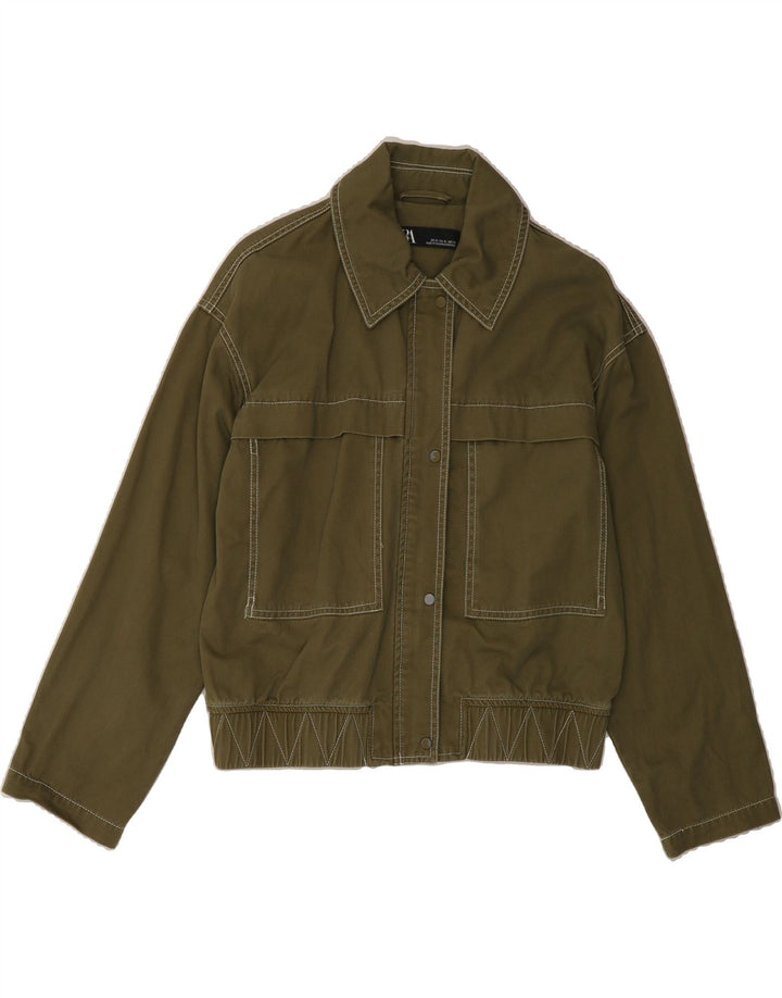 ZARA Womens Oversized Bomber Jacket UK 6 XS Khaki Vintage Zara and Second-Hand Zara from Messina Hembry 