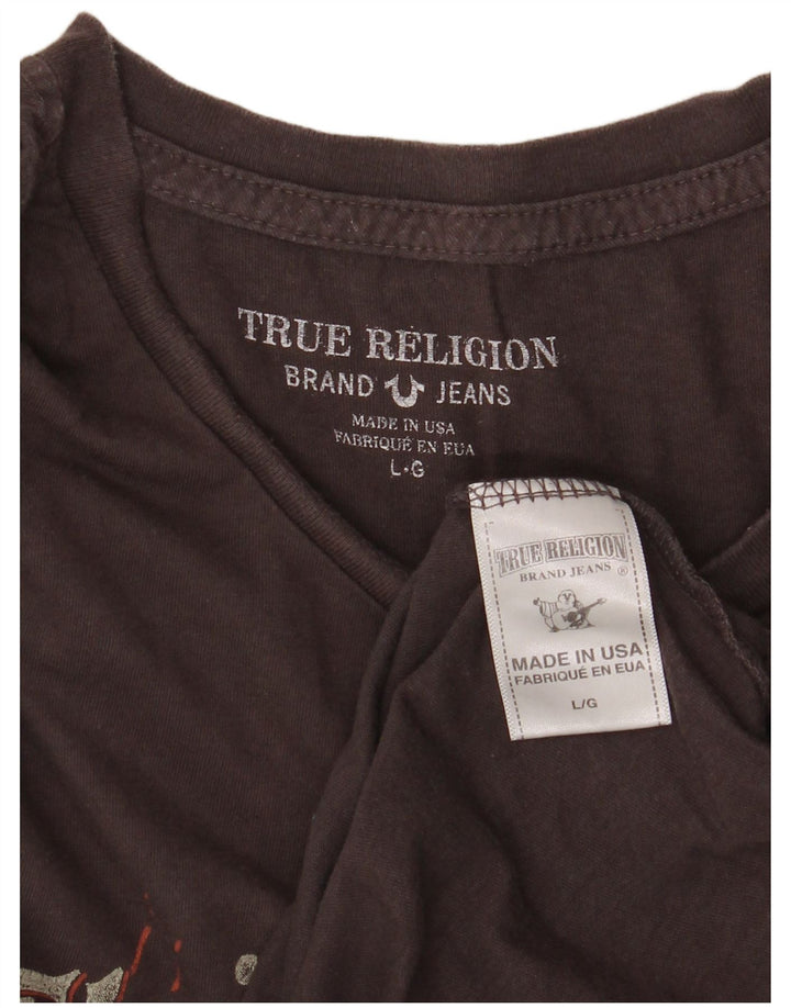 Velika siva pamučna muška majica s grafičkim motivima True Religion