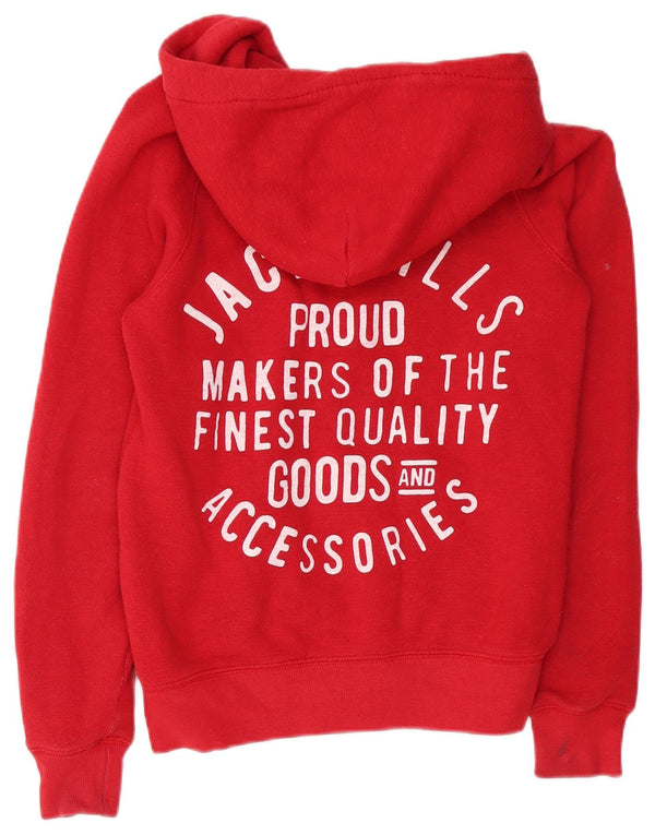 Jack Wills Womens Graphic Zip Hoodie Sweater UK 10 Small Red Cotton