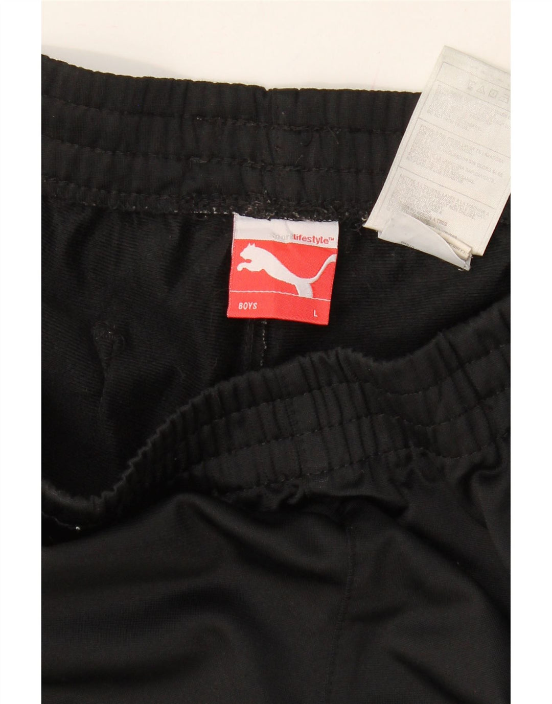 PUMA Boys Tracksuit Trousers 13-14 Years Large Black Colourblock Polyester Vintage Puma and Second-Hand Puma from Messina Hembry 