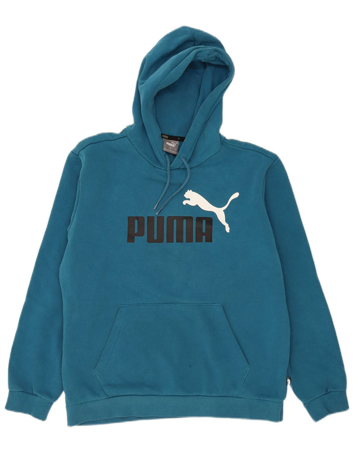 Puma muška majica s kapuljačom srednje plavi pamuk