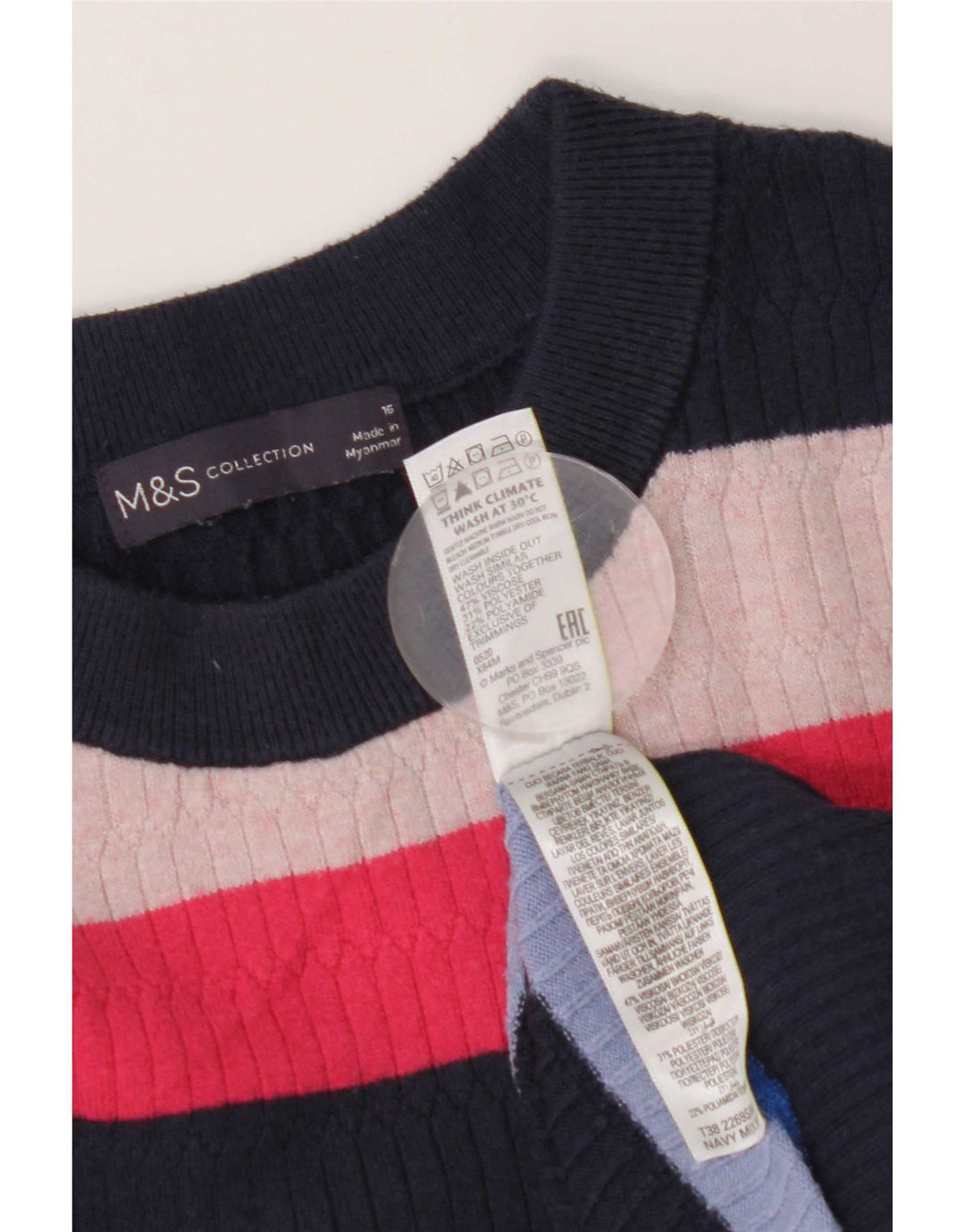 Marks & Spencer ženski džemper s okruglim izrezom UK 16 Veliki višebojni