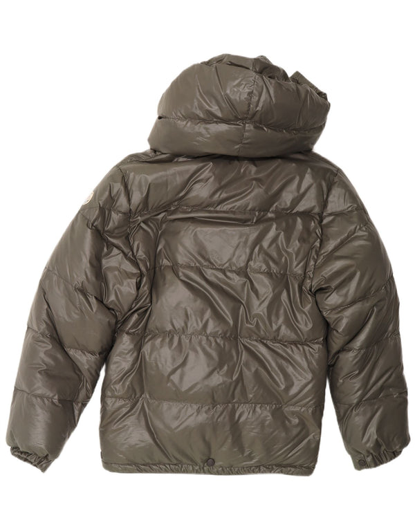 Moncler Mens Hooded Padded Jacket Size 0 XS Khaki Polyamide