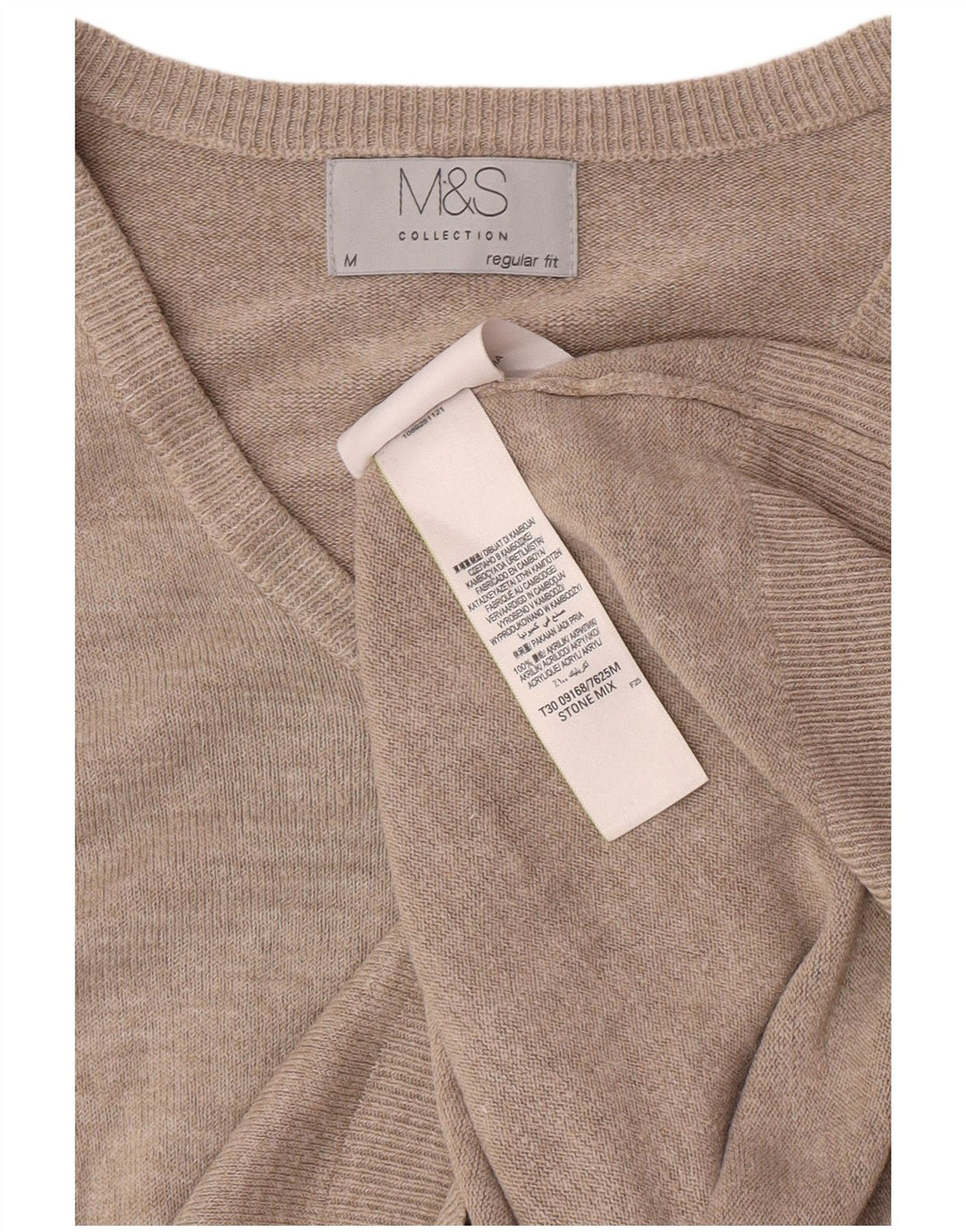 Marks & Spencer muški džemper standardnog kroja s V-izrezom srednje bež boje s pjegama