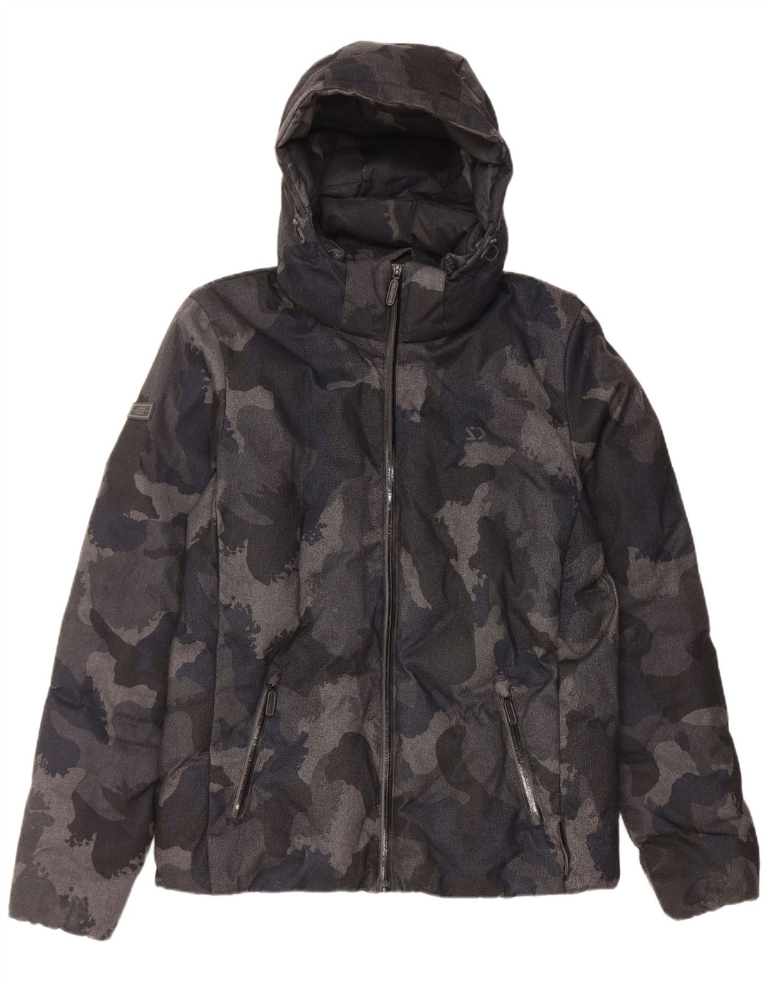Superdry muška podstavljena jakna s kapuljačom UK 38 srednje crna kamuflažna poliester