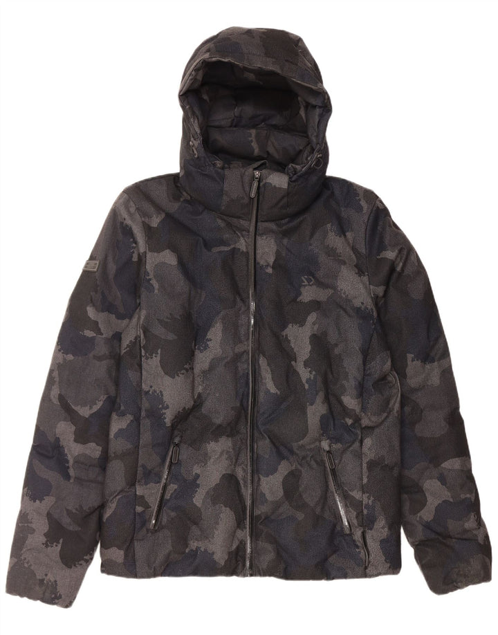 Superdry muška podstavljena jakna s kapuljačom UK 38 srednje crna kamuflažna poliester