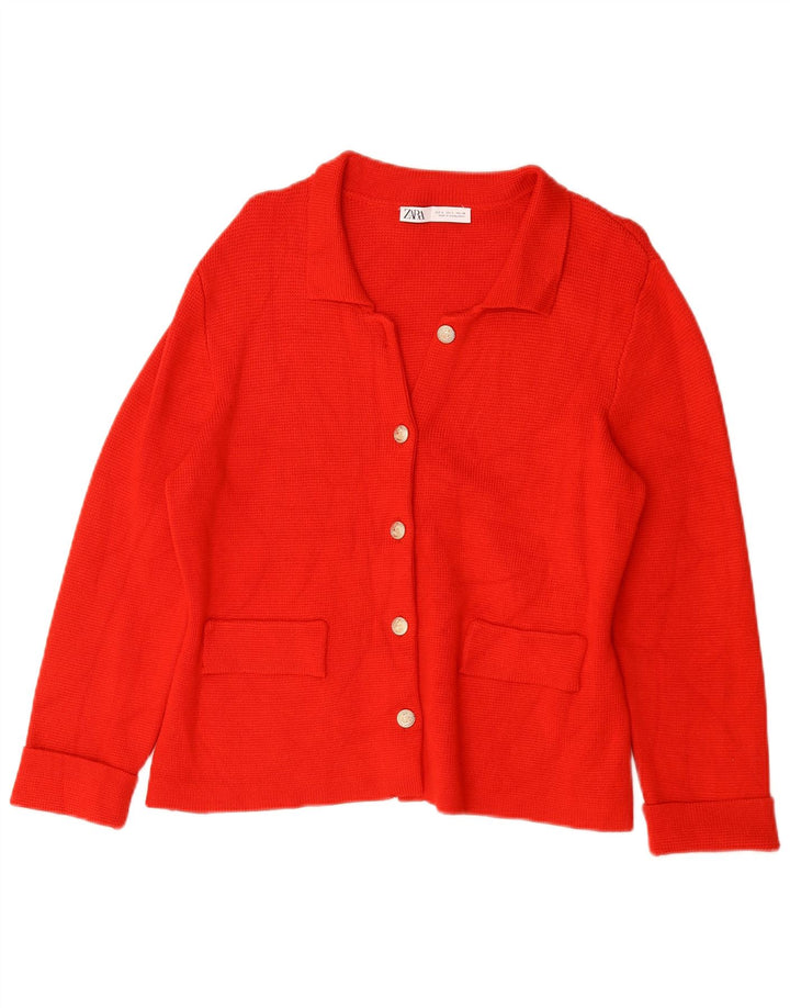 Zara ženski kardigan pulover UK 16 Velika crvena viskoza