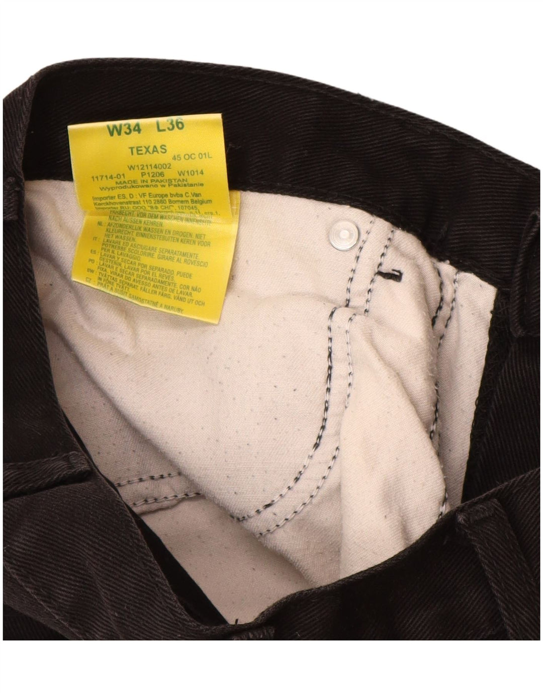 WRANGLER Muške Texas Straight Jeans W34 L32 Crni pamuk