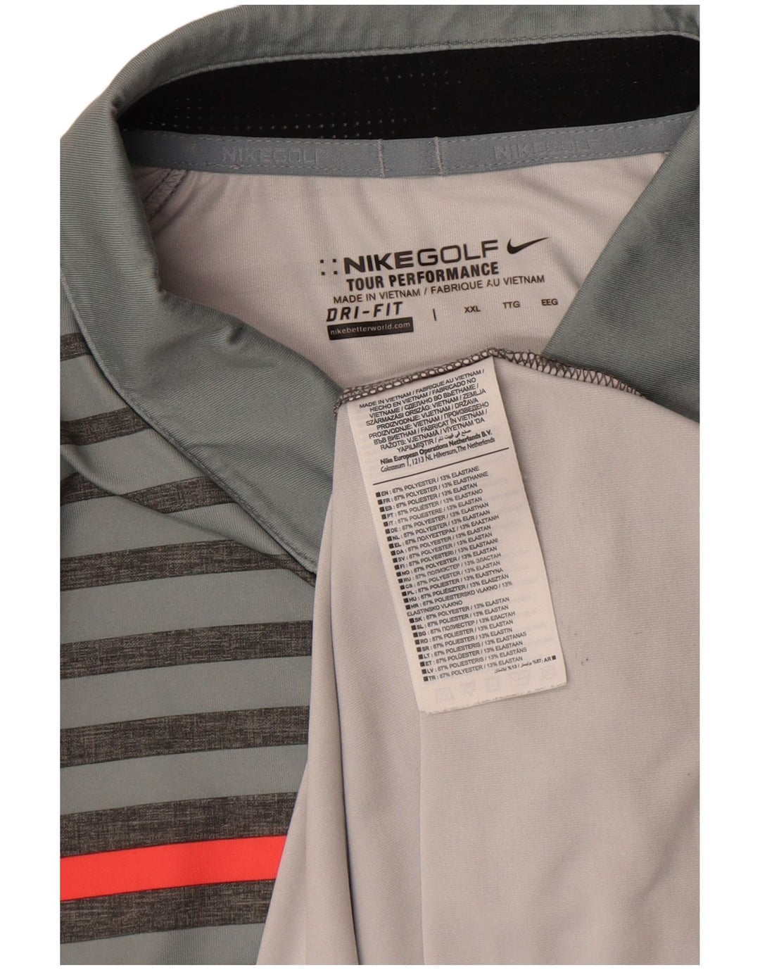 Nike muška Dri Fit polo majica 2XL sivi prugasti poliester