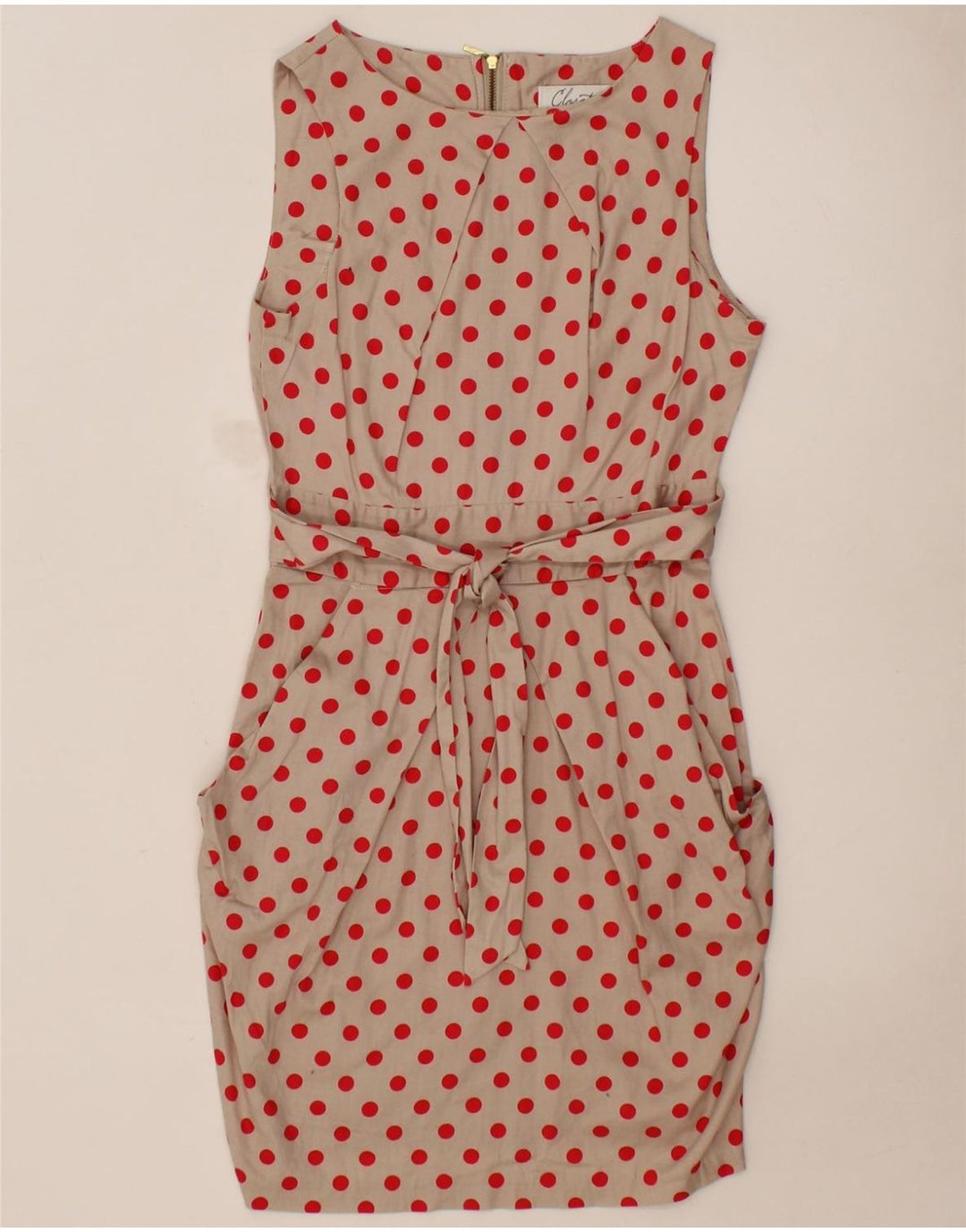 CLOSET Womens Bodycon Dress UK 10 Small Beige Polka Dot Polyester Vintage CLOSET and Second-Hand CLOSET from Messina Hembry 