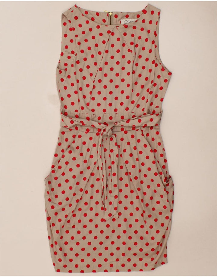 CLOSET Womens Bodycon Dress UK 10 Small Beige Polka Dot Polyester Vintage CLOSET and Second-Hand CLOSET from Messina Hembry 