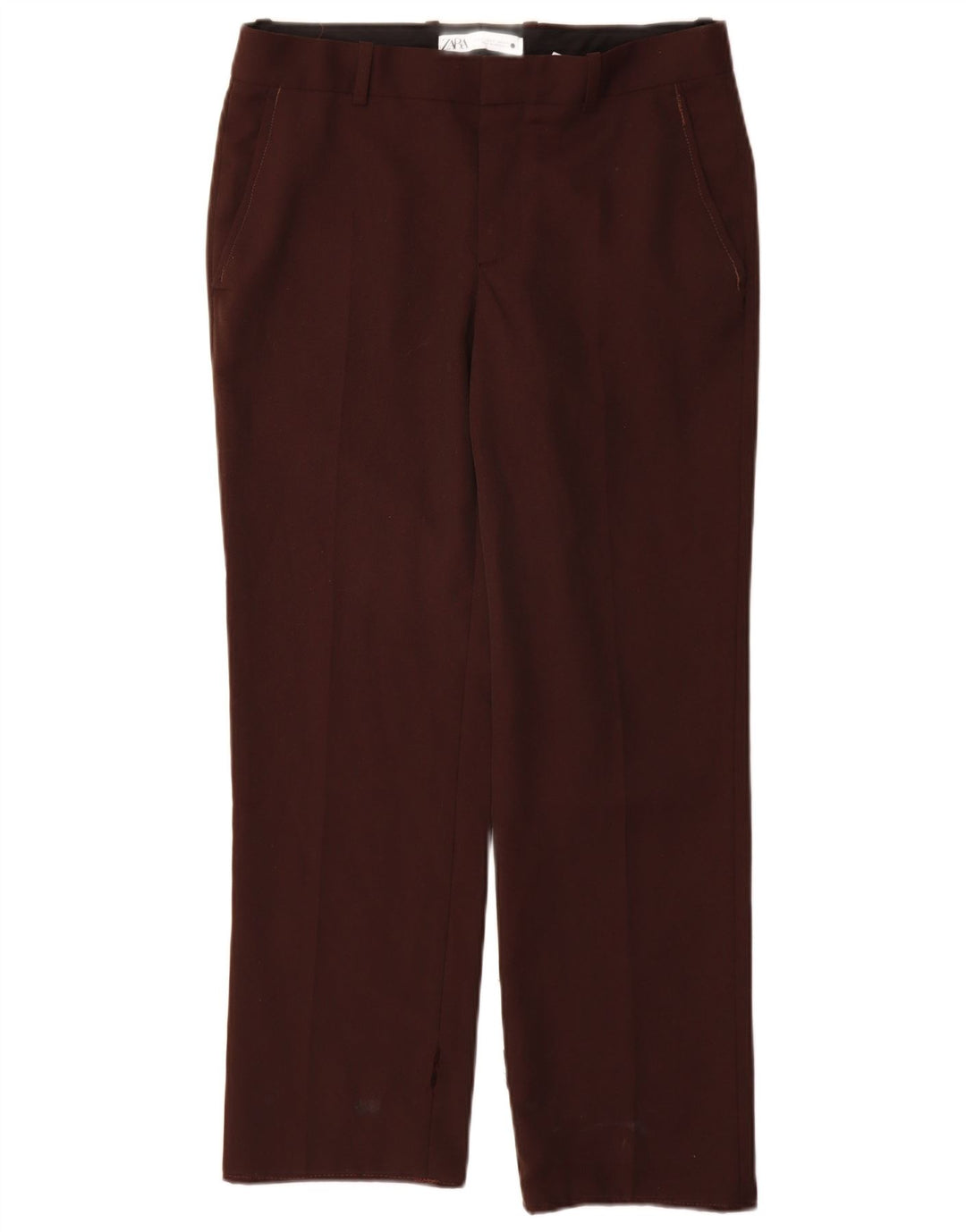 Zara ženske ravne chino hlače male W26 L28 smeđi poliester