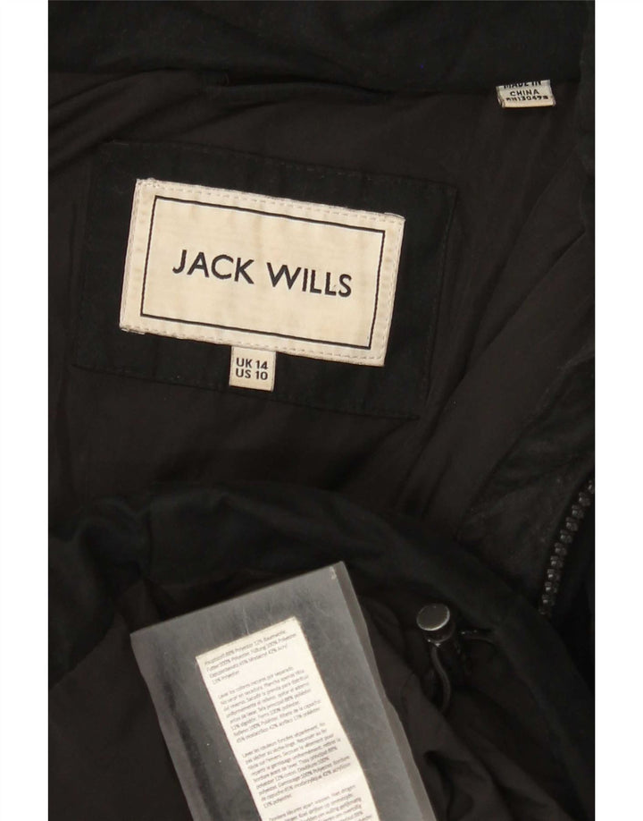 Jack Wills Ženska podstavljena jakna s kapuljačom UK 14 Veliki crni poliester