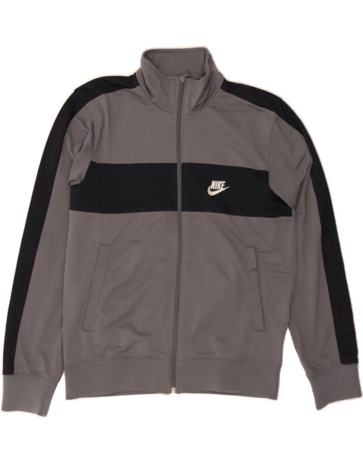 NIKE Mens Graphic Tracksuit Top Jacket UK 35/37 Small Grey Colourblock Vintage Nike and Second-Hand Nike from Messina Hembry 