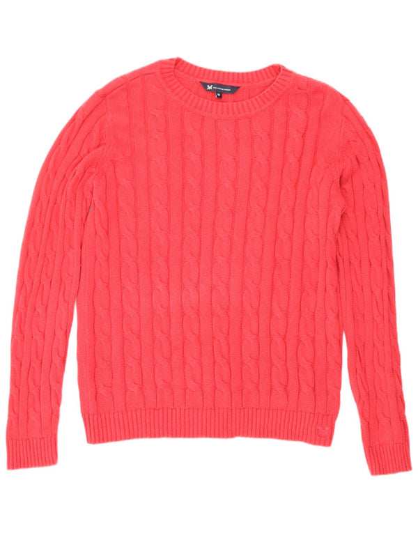 Crew Clothing Ženski džemper s morskim izrezom UK 12 srednje ružičasti pamuk