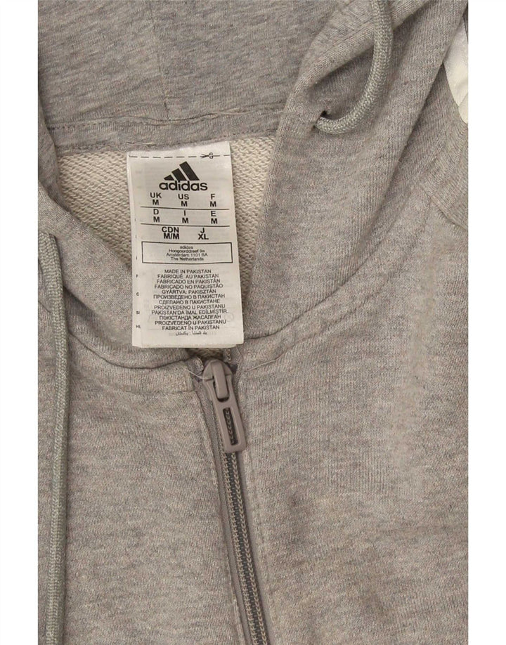 Adidas muški pulover s kapuljačom s patentnim zatvaračem, srednje sivi pamuk
