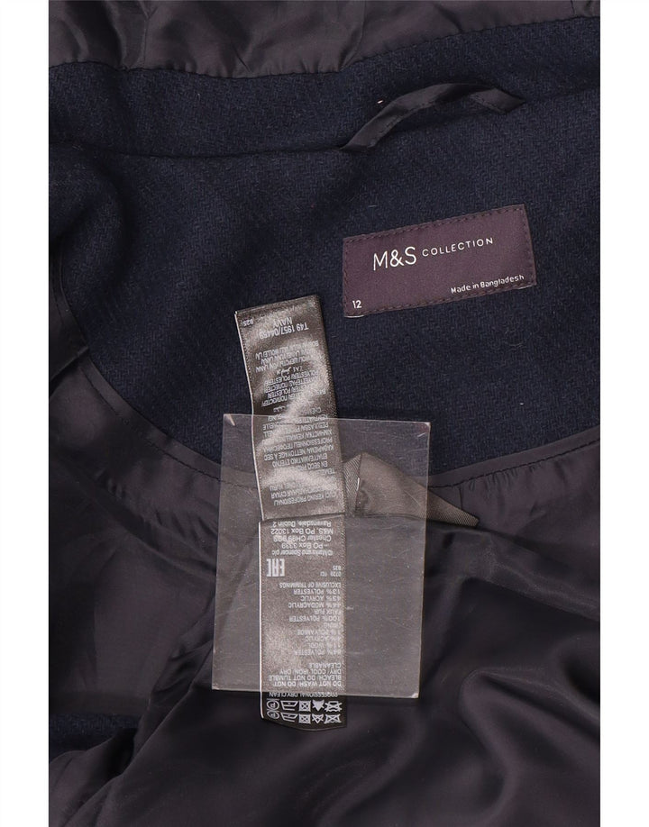 Marks & Spencer ženski duffle kaput s kapuljačom UK 12 srednje tamnoplava vuna