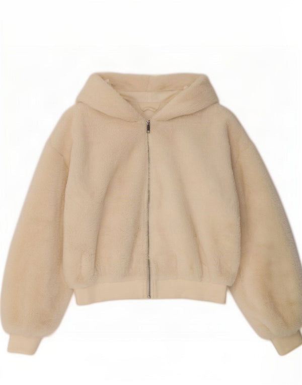 Topshop ženska bomber jakna s kapuljačom s medvjedićem UK 10 Small Off White
