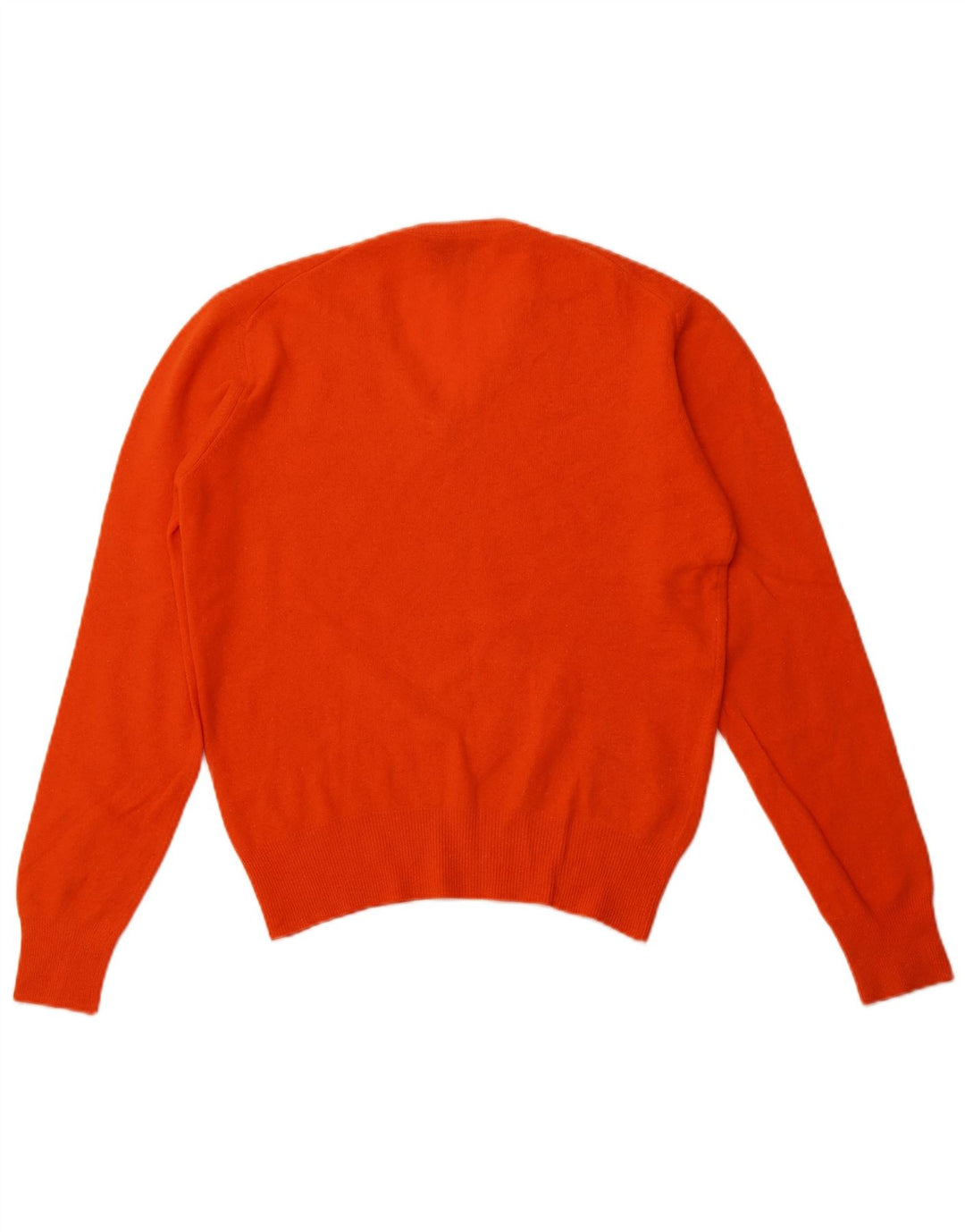 BENETTON Womens V-Neck Jumper Sweater IT 52 2XL Orange Wool