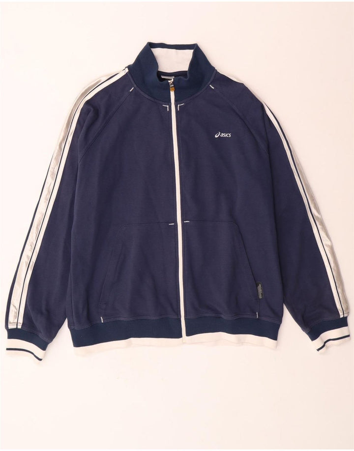 ASICS muška gornja jakna za trenirku 2XL tamnoplavi pamuk u blokovima boja