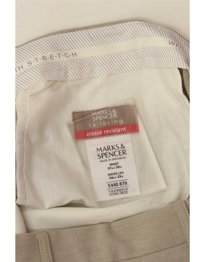Marks & Spencer muške hlače ravnog odijela W38 L30 bež poliester