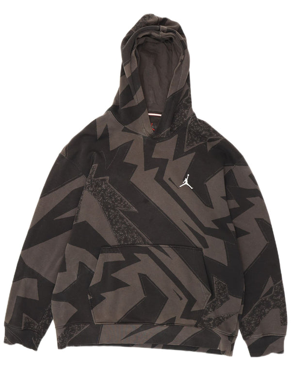 Jordan Mens Graphic Hoodie Jumper Large Grey Geometric Cotton