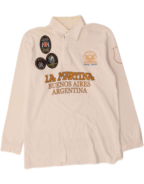 Velika bijela polo majica dugih rukava La Martina Buenos Aires Graphic