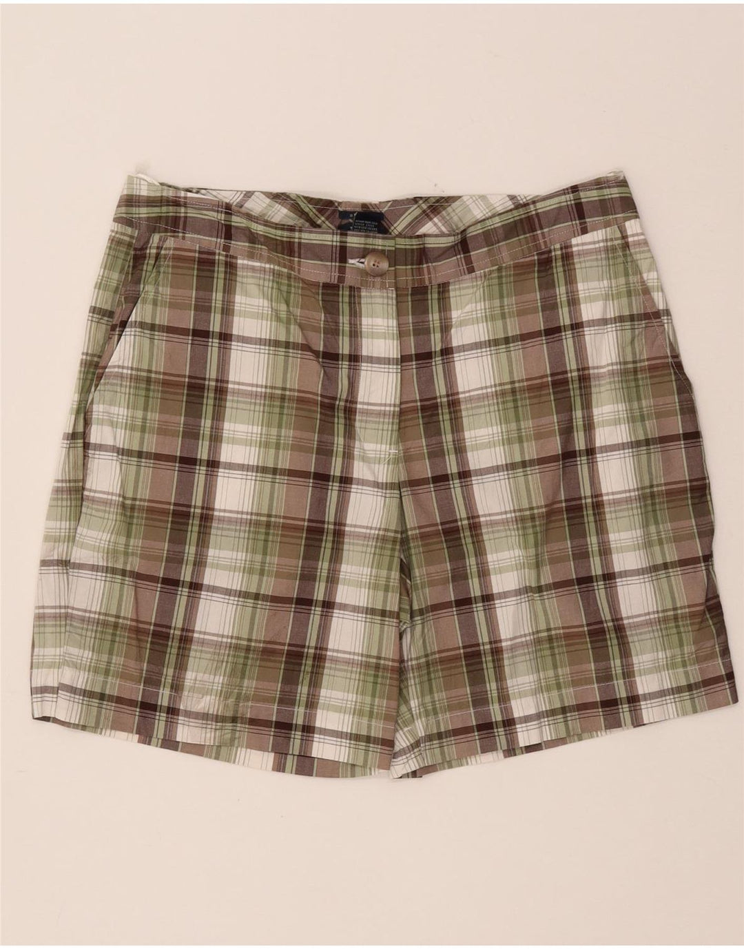 IZOD Ženske chino kratke hlače US 8 srednje W32 Kaki karirani pamuk