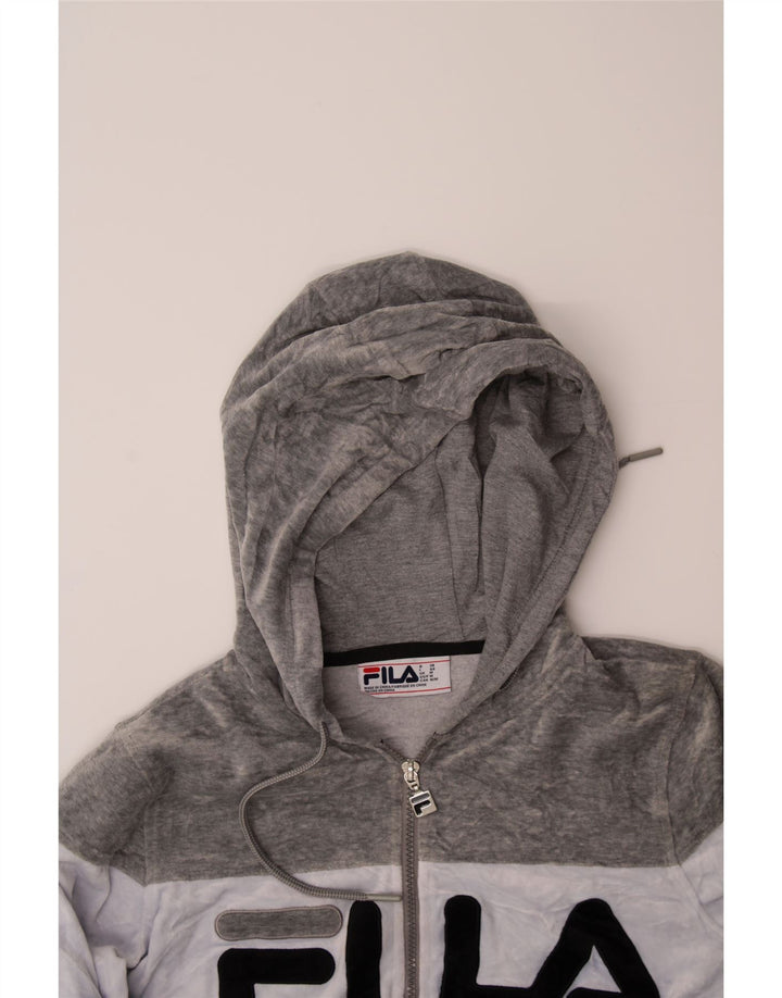 FILA Womens Graphic Zip Hoodie Sweater UK 14 Medium Multicoloured Vintage Fila and Second-Hand Fila from Messina Hembry 
