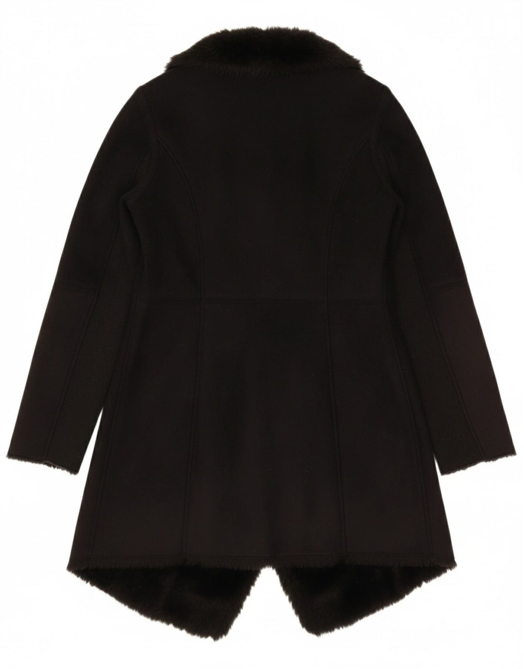 IKKS Womens Sherpa Overcoat UK 12 Medium Black Modal