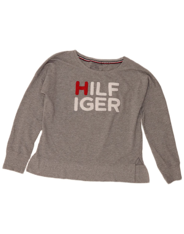 Tommy Hilfiger Ženski džemper s grafičkim motivima UK 10 Mali sivi pamuk