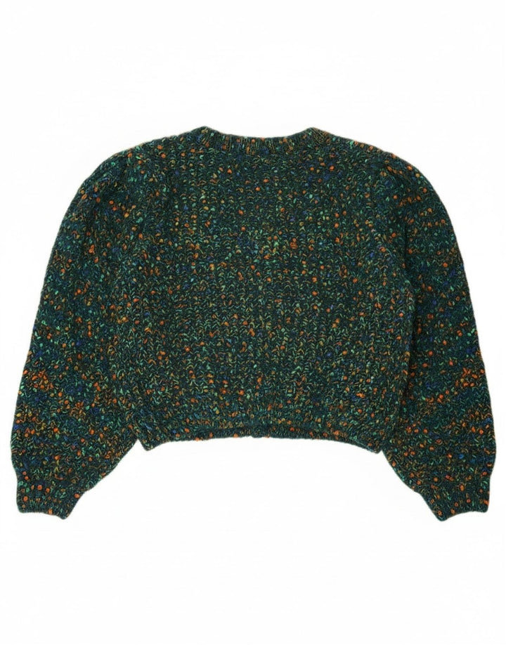 Ženski kratki kardigan pulover od jabukovače UK 16 od poliestera s velikim zelenim pjegama