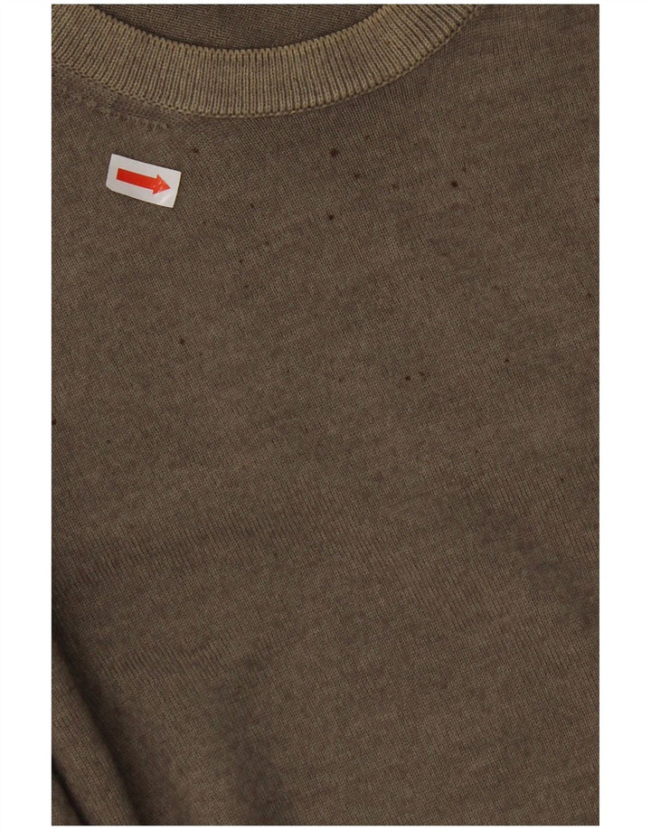 JUST CAVALLI Mens Crew Neck Jumper Sweater 2XL Khaki Wool