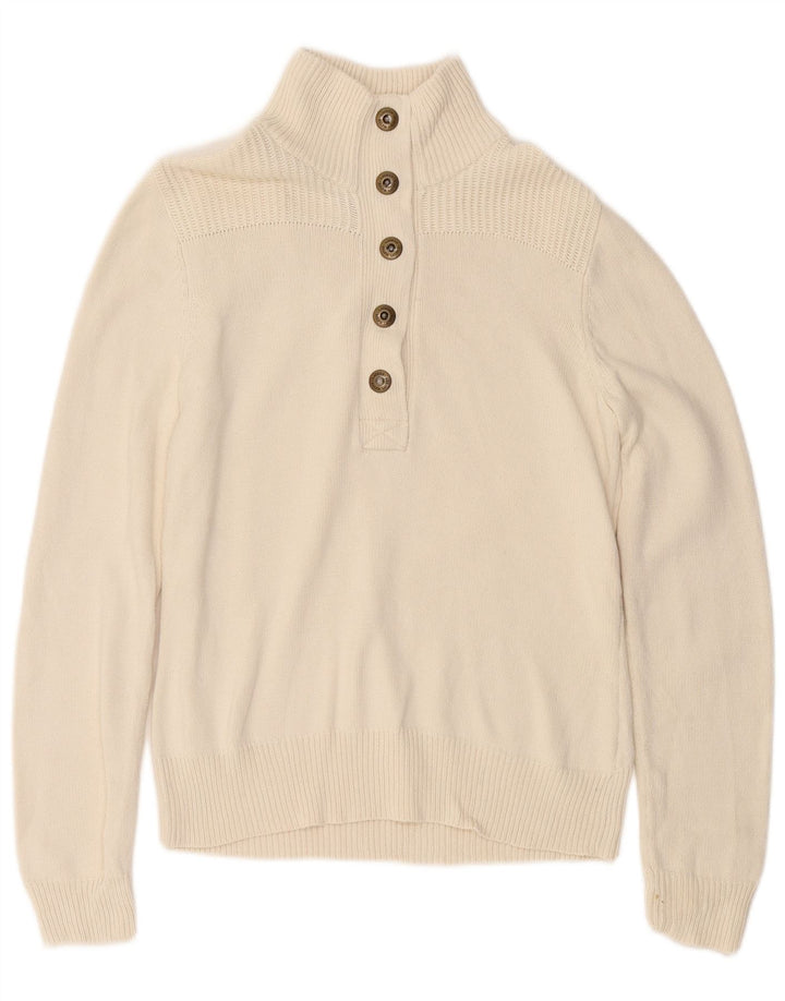 Ralph Lauren Ženski džemper s dugmadima i ovratnikom UK 14 Srednje bijeli pamuk