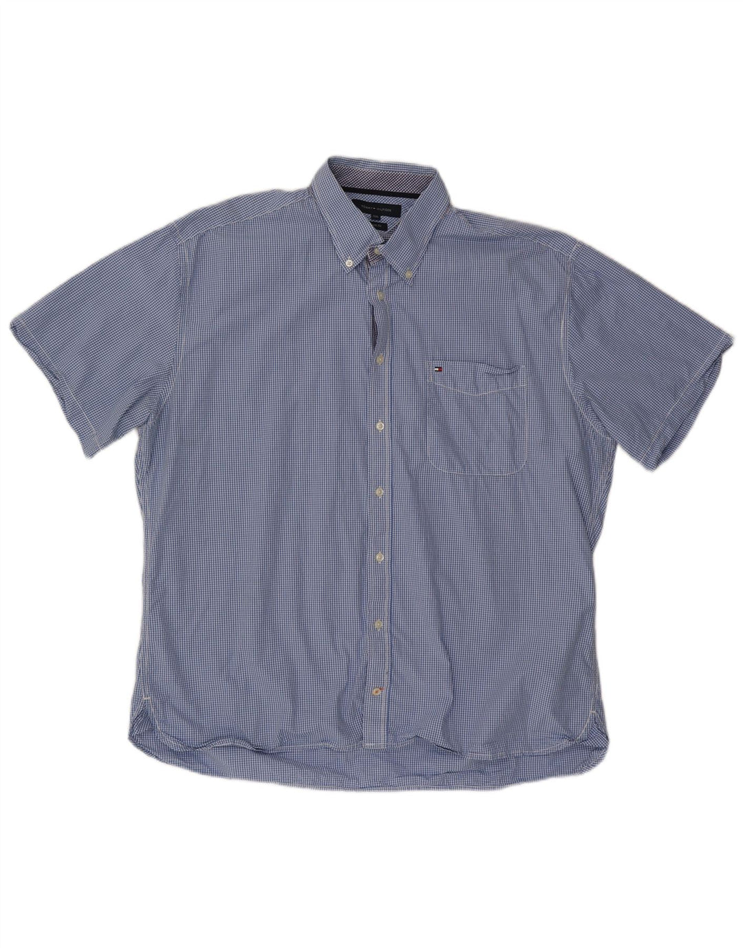 TOMMY HILFIGER Muška prilagođena majica kratkih rukava 2XL plavi pamuk od ginghama