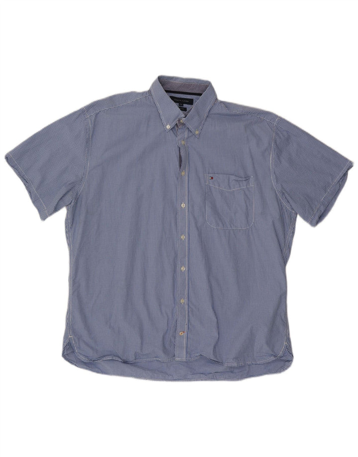 TOMMY HILFIGER Muška prilagođena majica kratkih rukava 2XL plavi pamuk od ginghama