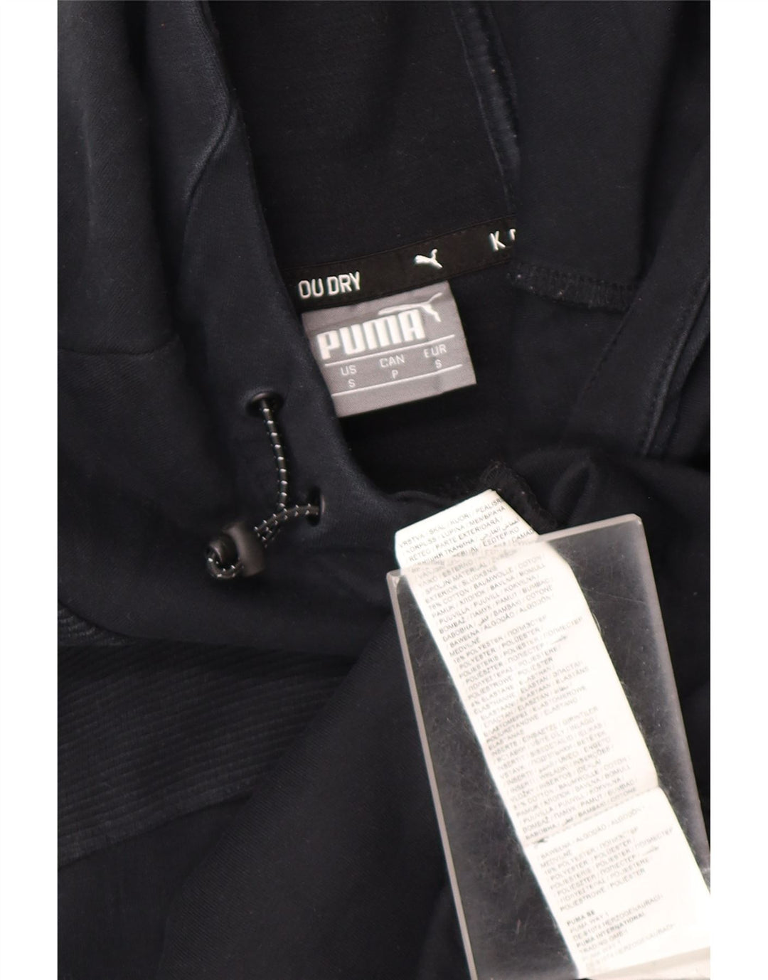 PUMA Mens Hoodie Jumper Small Black Cotton