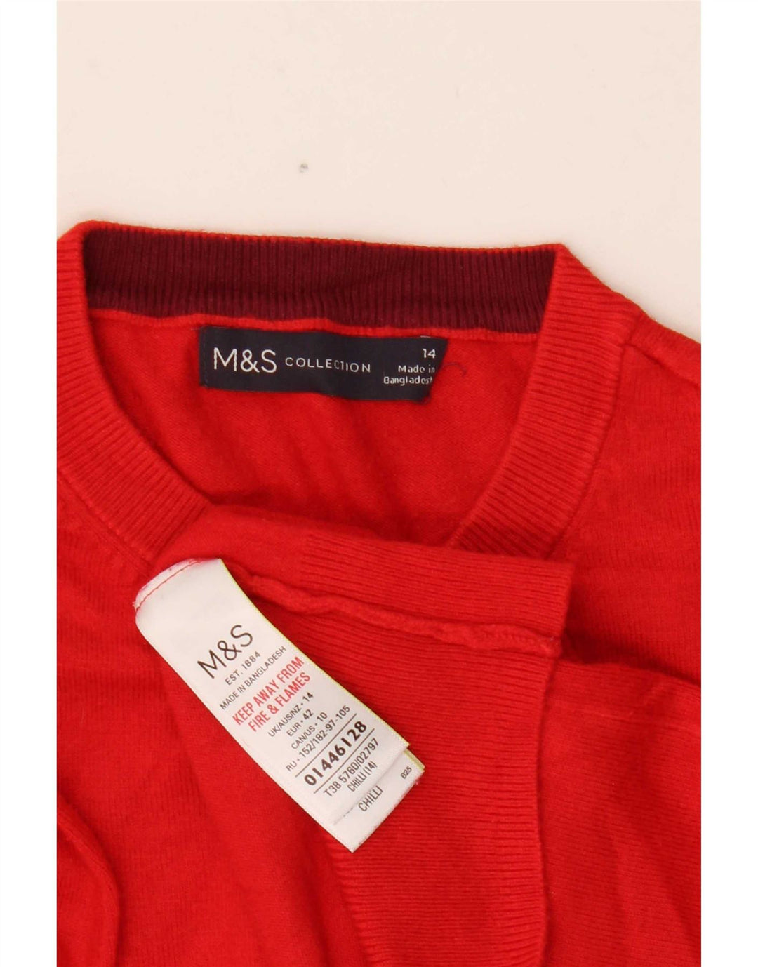 Marks & Spencer ženski kratki kardigan pulover UK 14 Srednje crvena viskoza