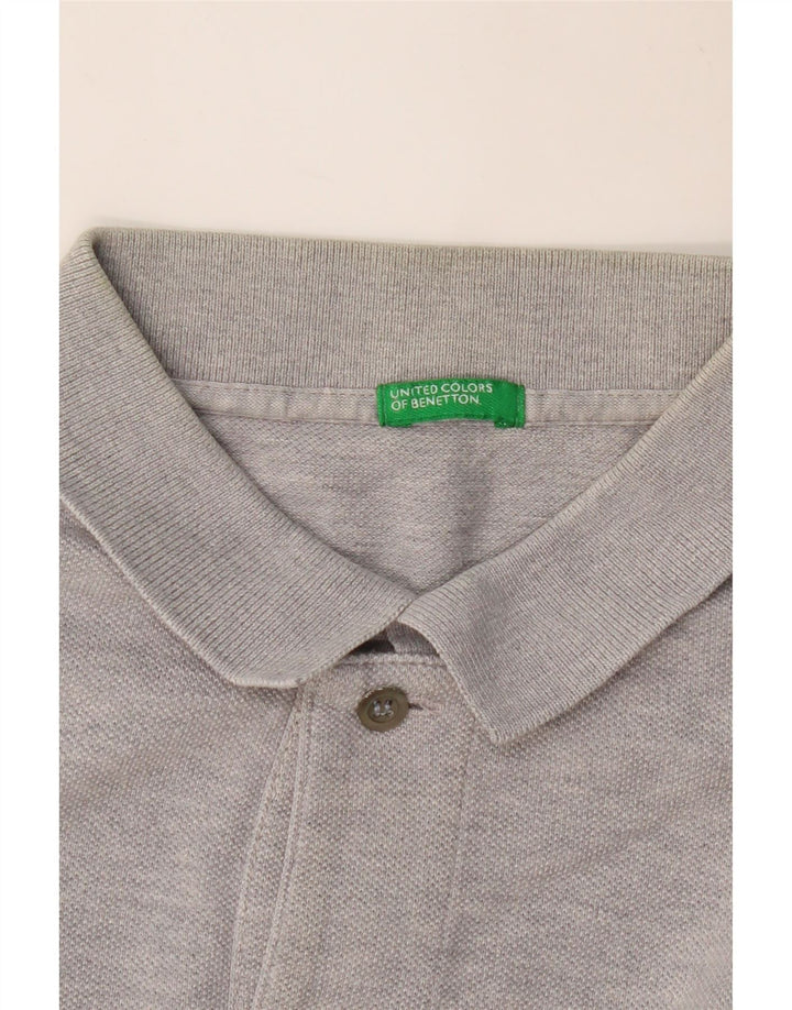 BENETTON muška polo majica dugih rukava srednje siva s pjegama