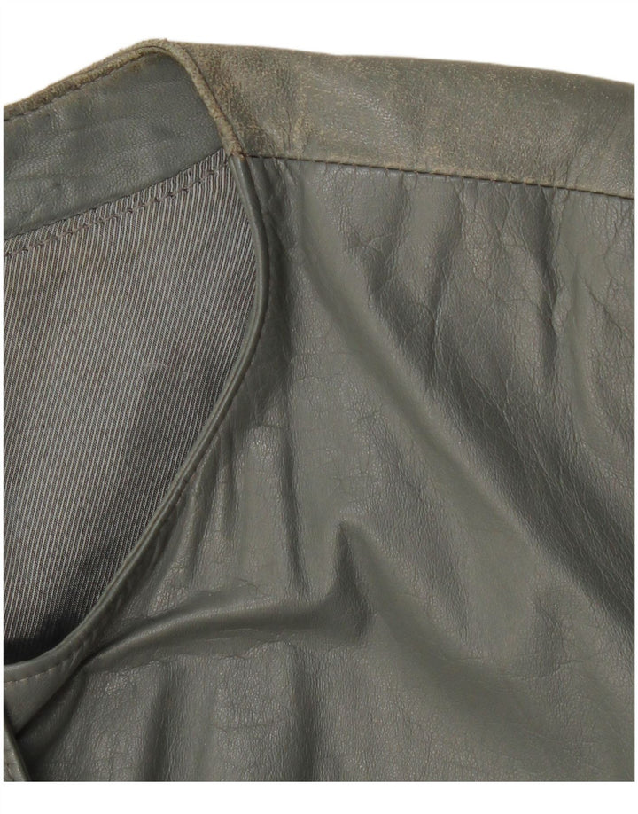 VINTAGE ženska kožna bomber jakna UK 12 Srednje siva koža