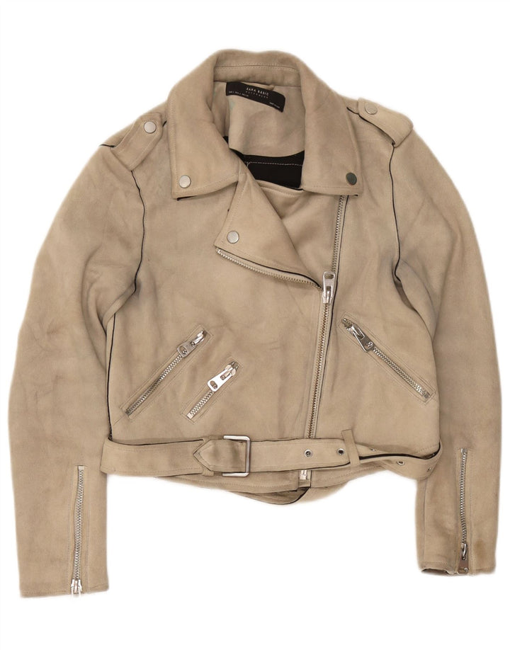 Zara ženska kratka biciklistička jakna UK 10 Small Beige Poliester