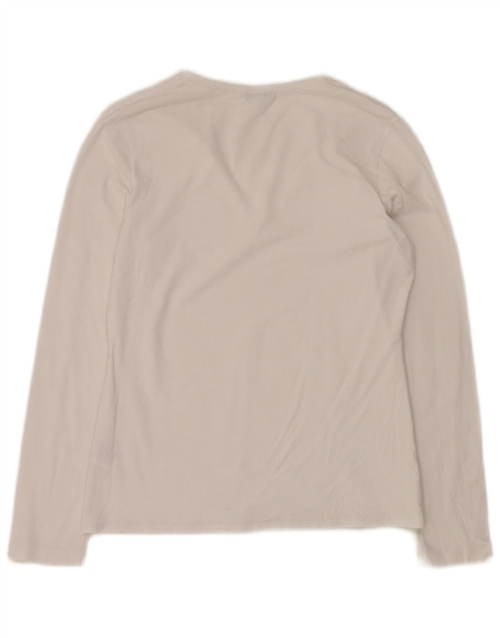 JIGSAW Ženska majica dugih rukava UK 12 Srednje bijeli pamuk