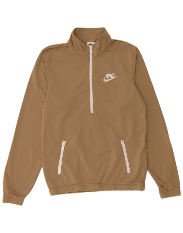 Nike muška majica s izrezom s patentnim zatvaračem Mali bež poliester
